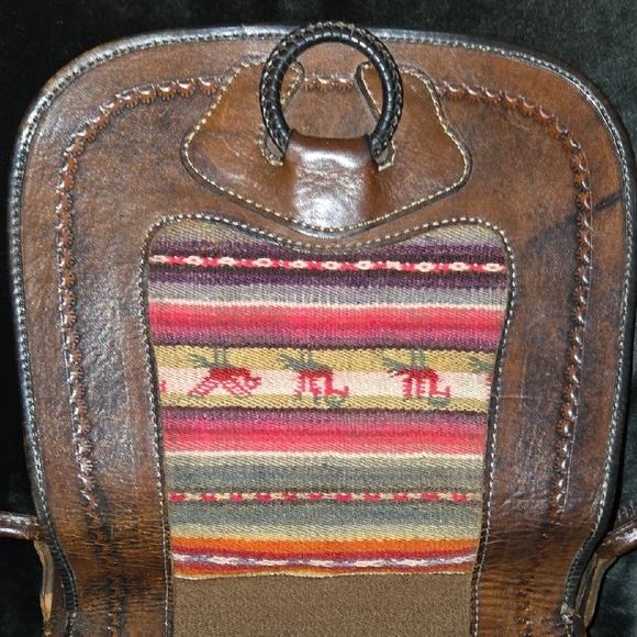 Brown Leather Crossbody Bag with Multicolor Accent - Picture 6 of 8